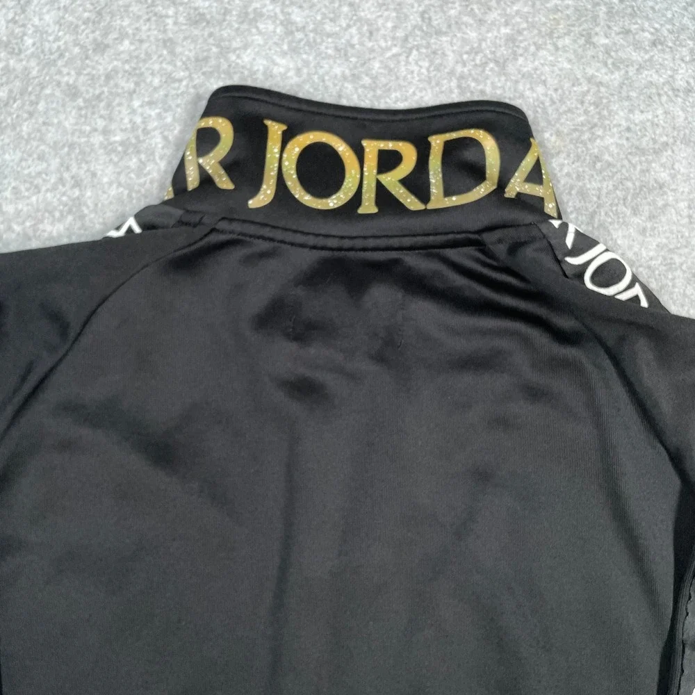 Jordan Mens Track Jacket M Black Gold Foil Jumpman Logo Sleeve Taping Zip Up